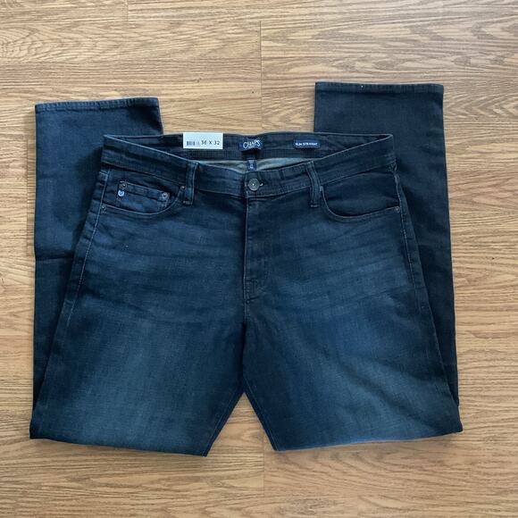 Chaps Men’s Jeans 36 X 32 Slim Straight Stretch Dark Wash Denim NWT - Picture 1 of 4